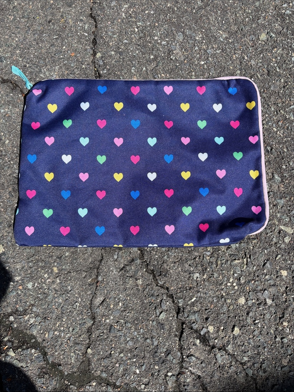 PB Kids Navy Heart Print Pouch - Colorful Hearts